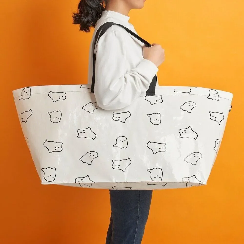 Ikea Bag Halloween KUSTFYR Bag NEW Large White w/ Ghosts 905.943.08 Fast Ship!